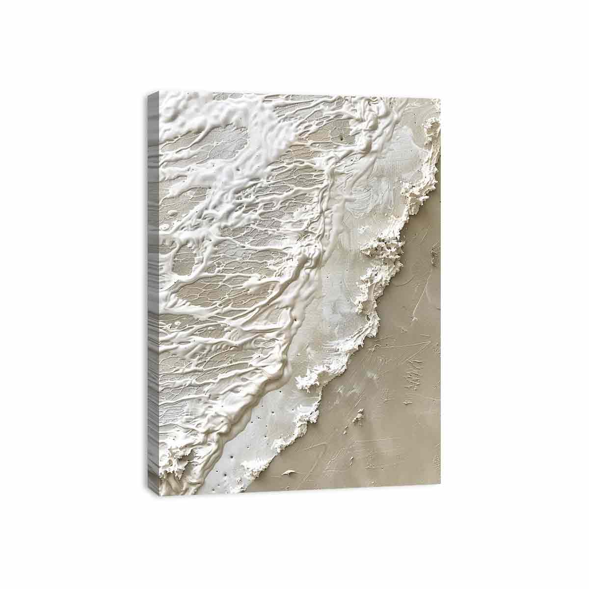 Canvas print of a beach scene with waves and sand.