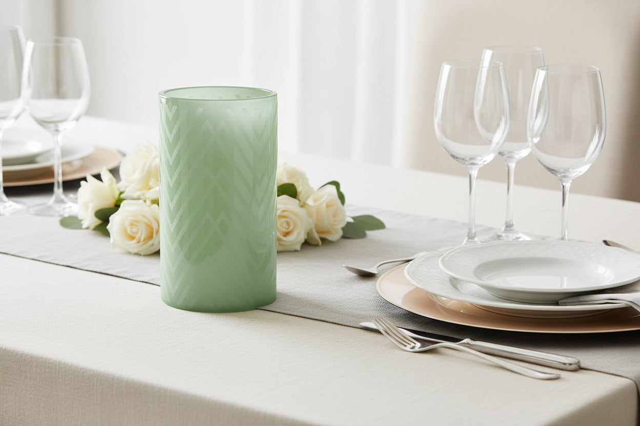 Flynn Green Chevron Glass Decorative Accent-0