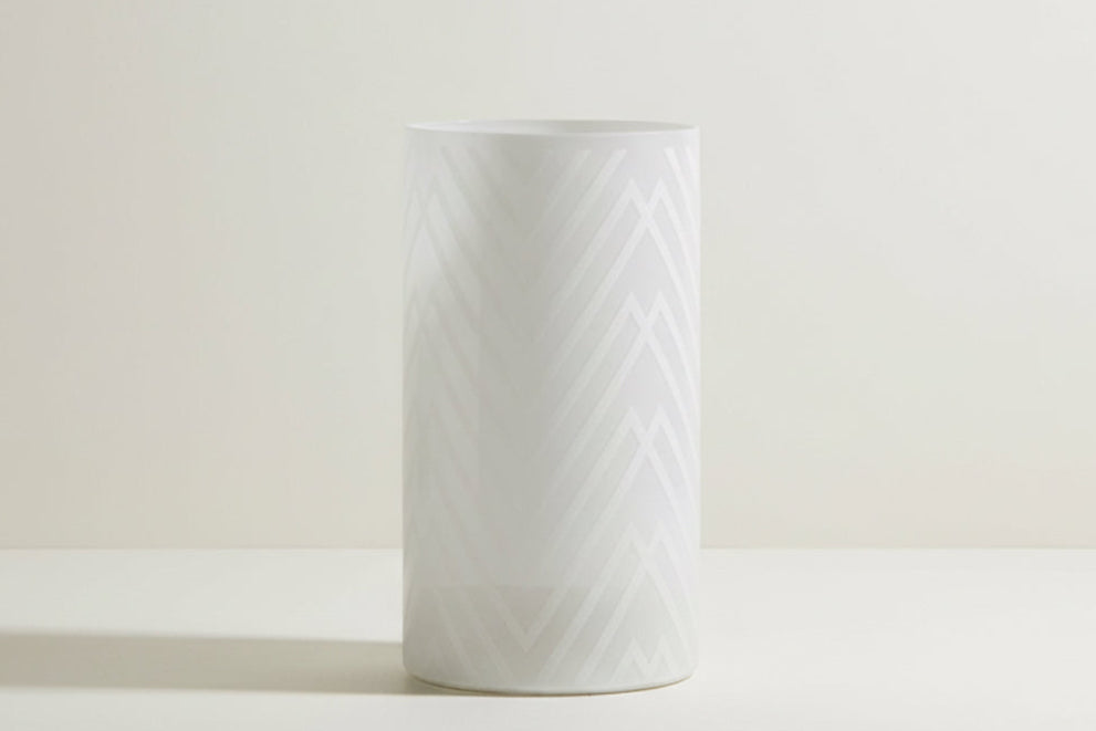 Ballajura White Chevron Pattern Glasas Stool-1