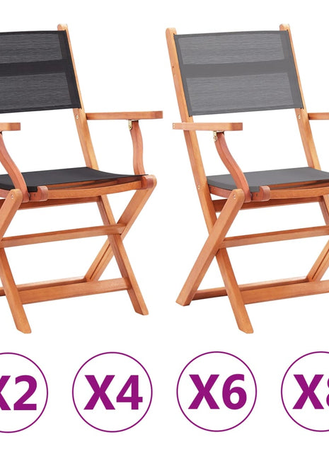 vidaXL Patio Folding Chairs Camping Chair Solid Wood Eucalyptus and Textilene-5