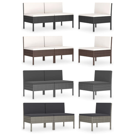 vidaXL Patio Chairs 3 Pcs Rattan Conversation Chair with Cushions Poly Rattan-4