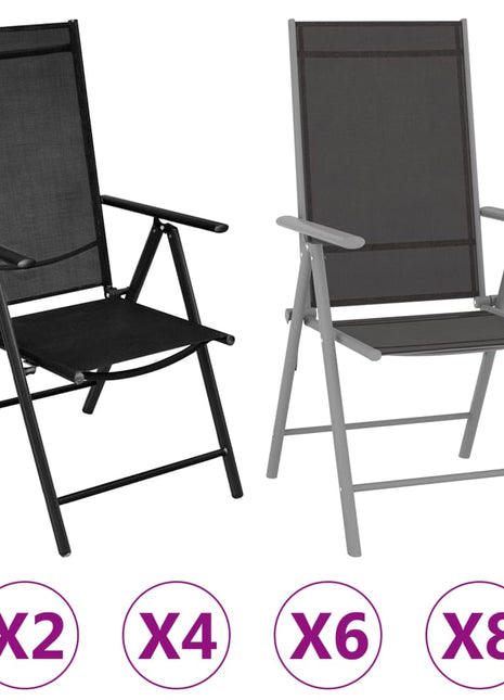 vidaXL Patio Folding Chairs Camping Garden Lawn Chair Aluminum and Textilene-5