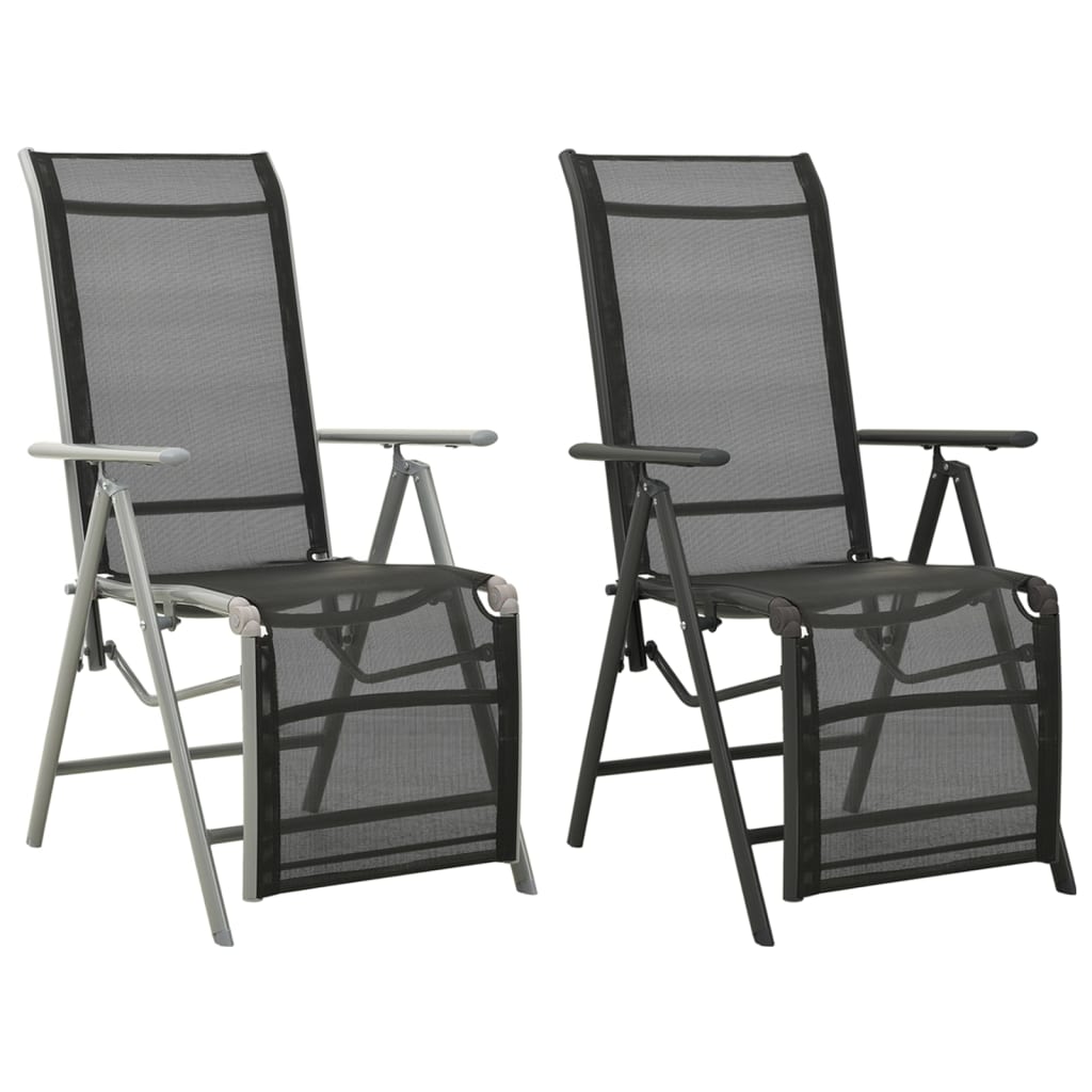 vidaXL Outdoor Recliner Chairs Patio Reclining Chair Textilene and Aluminum-5
