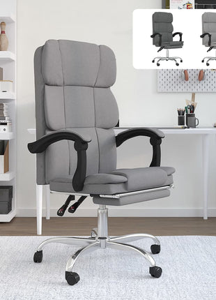 vidaXL Chair Swivel Reclining Desk Chair with Wheels for Living Room Fabric-2