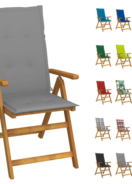 vidaXL Outdoor Recliner Chairs Patio Chair with Cushions Solid Wood Acacia-5