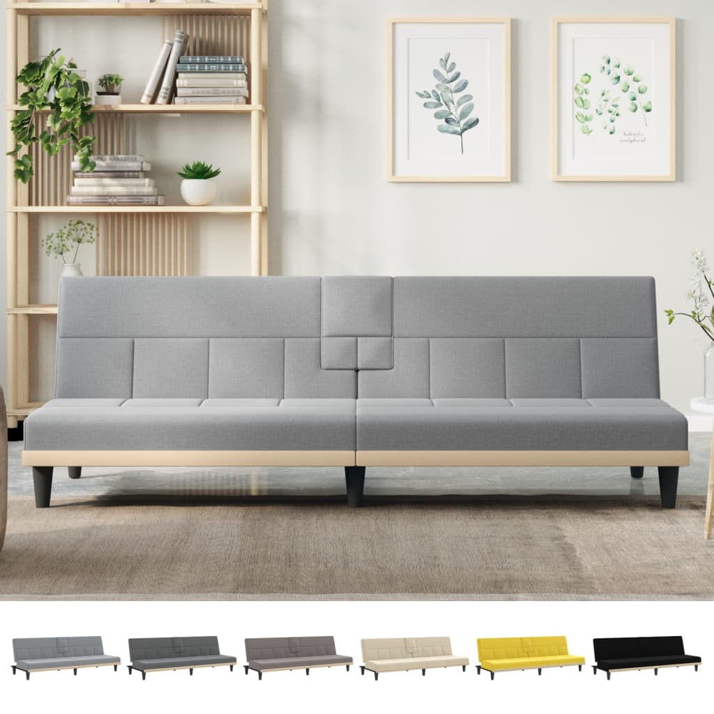 vidaXL Sofa Bed Convertible Sofa Bed with Cup Holders for Living Room Fabric-3