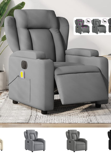vidaXL Massage Recliner Chair Black Fabric-1