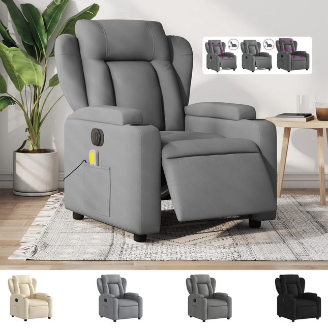 vidaXL Massage Recliner Chair Black Fabric-1