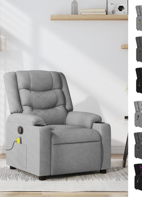 vidaXL Massage Recliner Chair Black Fabric-1