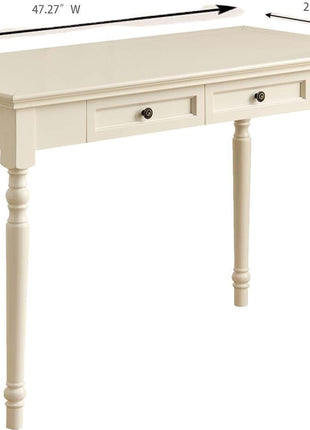 White Desk with Drawers, 47 Inch Home Office Desks Solid Wood Writing Desk for Home Office, Study Workspace or Bedroom-1