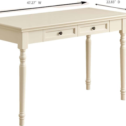 White Desk with Drawers, 47 Inch Home Office Desks Solid Wood Writing Desk for Home Office, Study Workspace or Bedroom-1